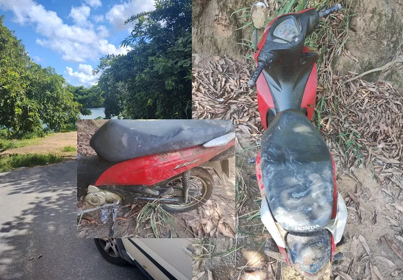 Pescador “fisga” Biz dentro de lagoa em Linhares. Veículo era furtado