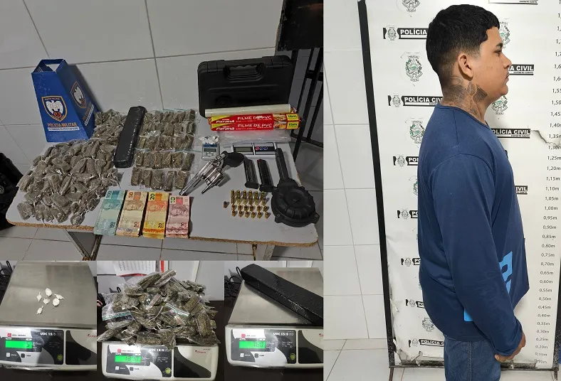 Muita droga apreendida em Linhares pela ROR da 3ª Cia. Jovem de 22 anos detido