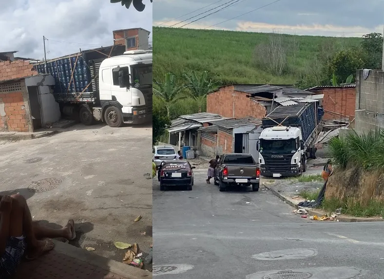 Caminhão desgovernado causa estrago em residências em Linhares
