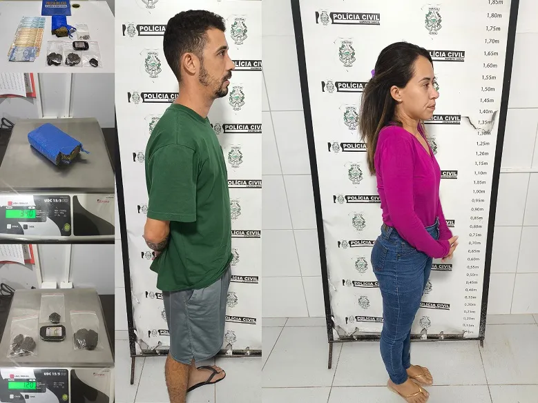 Casal detido no Linhares V: Haxixe, maconha, Skank e dinheiro apreendidos