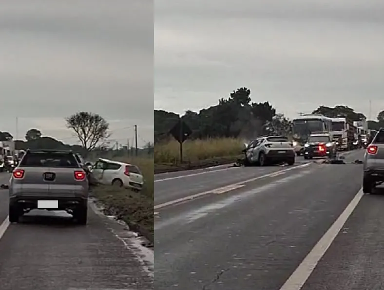 Colisão frontal na BR-101, Linhares. Registro de vítimas, uma delas presa às ferragens