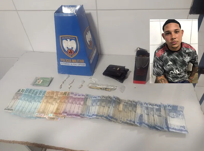 Sooretama: PM apreende drogas, dinheiro e detém jovem recém-chegado de Cariacica
