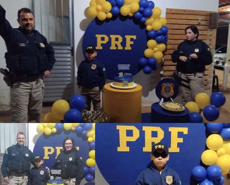 Gabriel realiza sonho de aniversário com a PRF em Guarapari