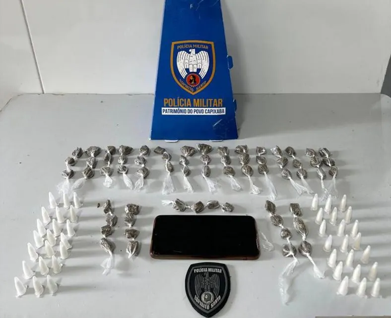 Santa Cruz: Muita droga embalada apreendida e jovem de 18 anos conduzido para a delegacia de Linhares