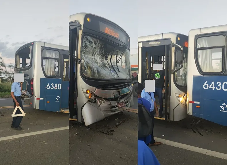 Engavetamento de ônibus na BR-101, Linhares. Veículos transportavam trabalhadores