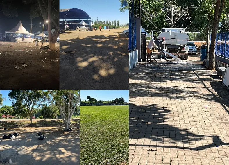Tudo limpinho na área da Festa do Café em Juerana A, Sooretama