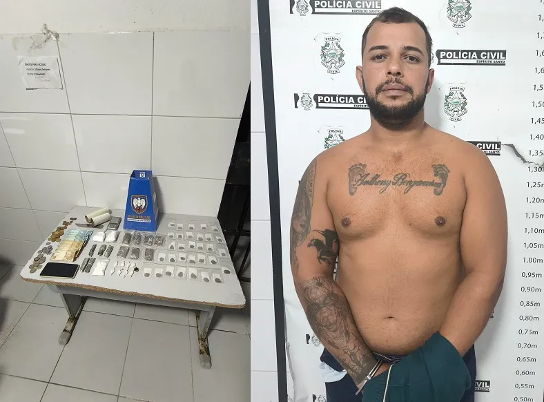Apreensão de drogas, moto e detenção em Linhares. Ação da ROR e GA