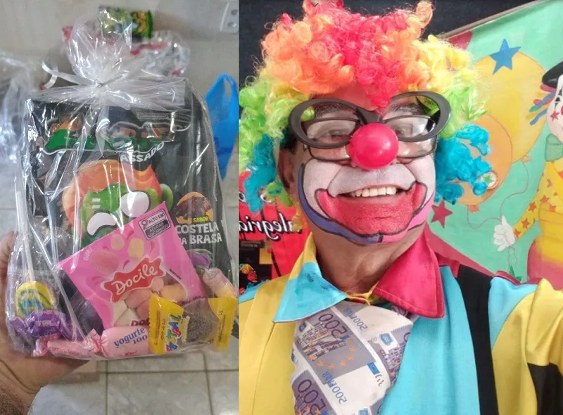 Risadinha precisa de doces para fazer a alegria das crianças em Linhares. Ele comemora 45 anos de estrada