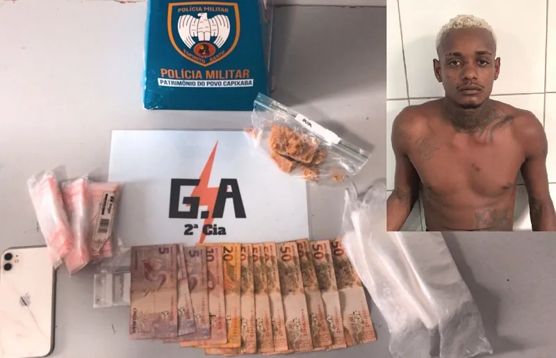 Invasão do Araçá: sacola com drogas e detenção em ação do G.A. em Linhares