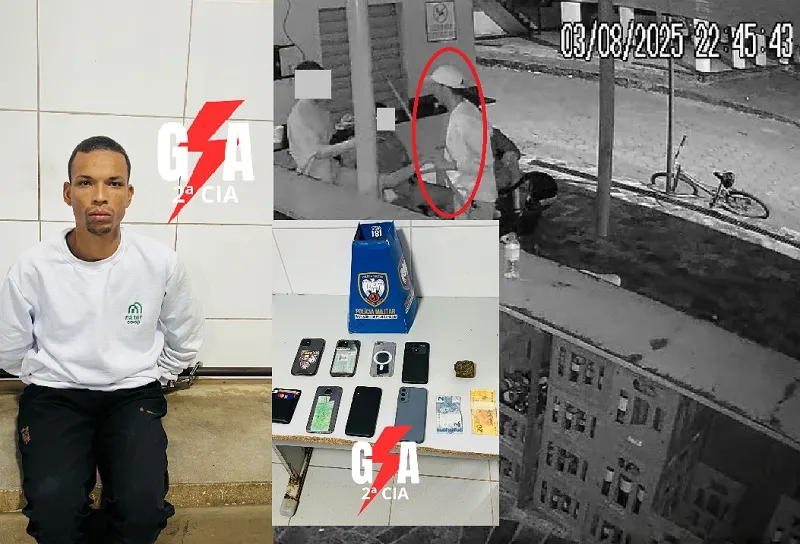 Homem em saidinha faz a limpa e rouba celulares em Linhares, mas G.A. age rápido e recupera os aparelhos