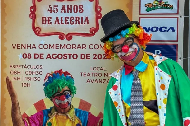 Hoje, 08: Palhaço Risadinha celebra 45 anos de história no Centro Cultural Nice Avanza