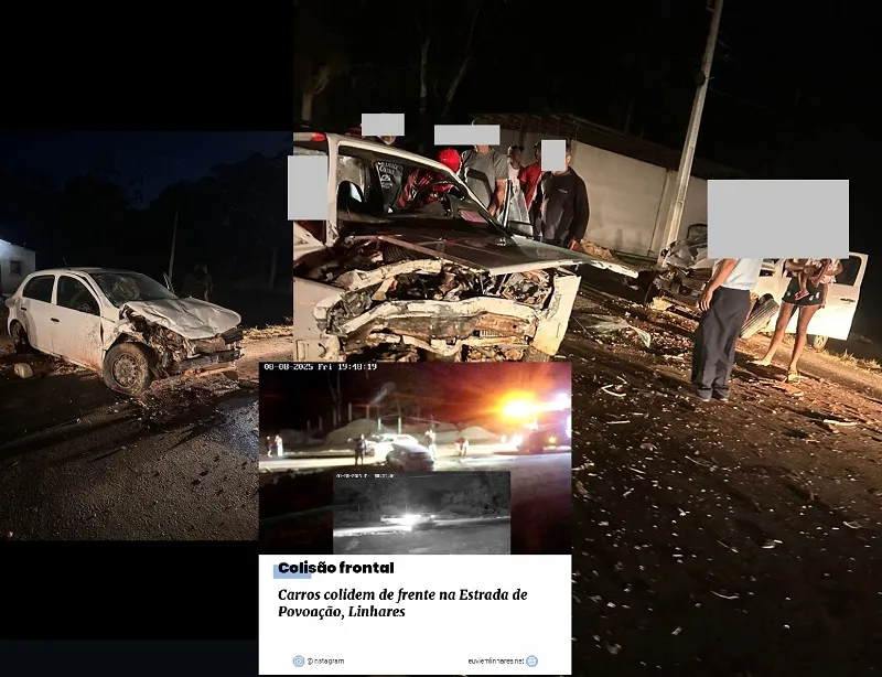 Carros colidem de frente na Estrada de Povoação, Linhares