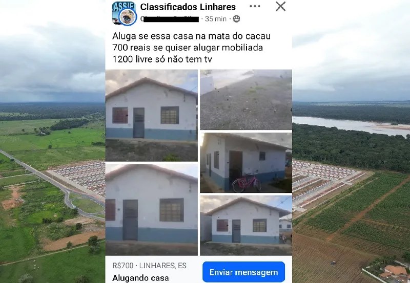Casinhas do Minha Casa Minha Vida são anunciadas para aluguel em Linhares