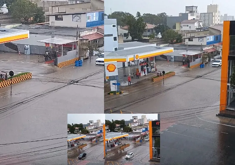 Chuva causa alagamento no Centro de Linhares. “E foi pouco tempo de chuva”