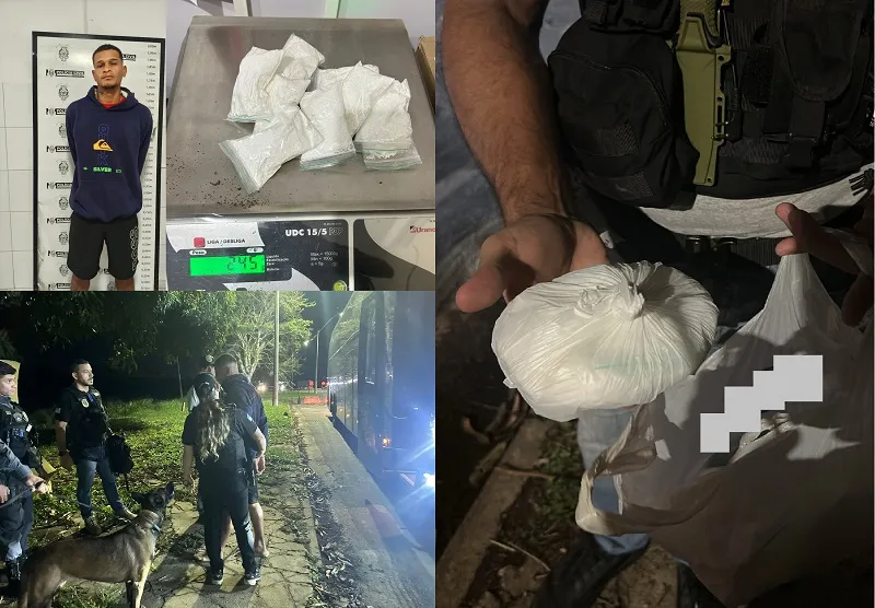 No busão: Cocaína pura apreendida com passageiro de ônibus em Linhares
