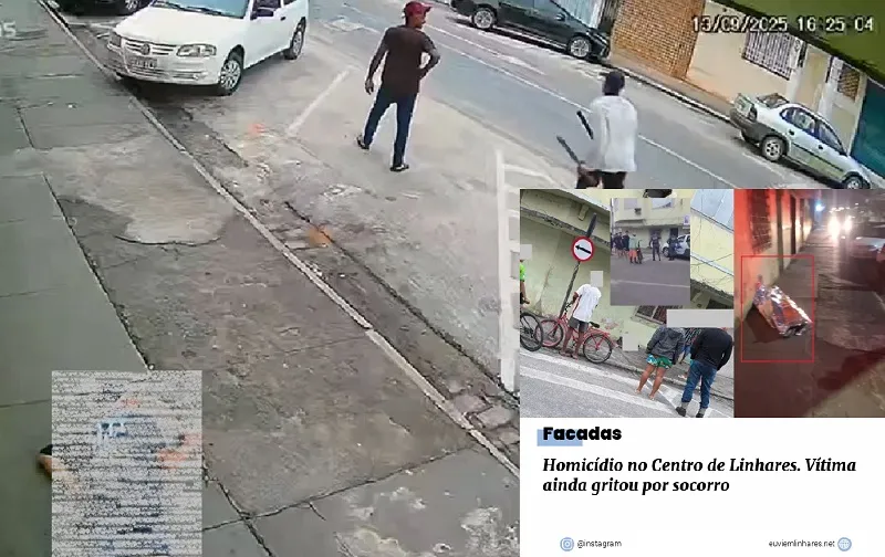 Homicídio: Vídeo mostra segundos antes da vítima cair na calçada no Centro de Linhares