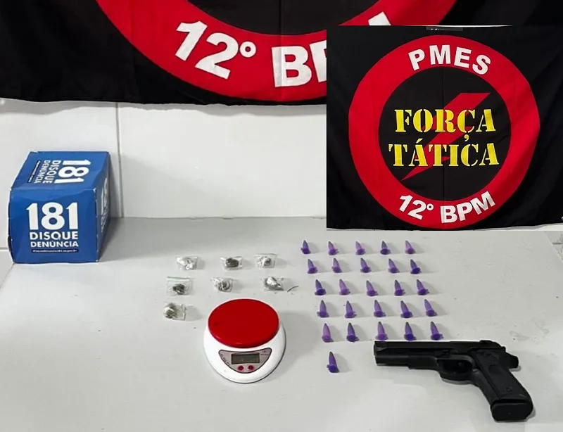 Movelar: Força Tática apreende drogas, simulacro e leva suspeito para a delegacia de Linhares