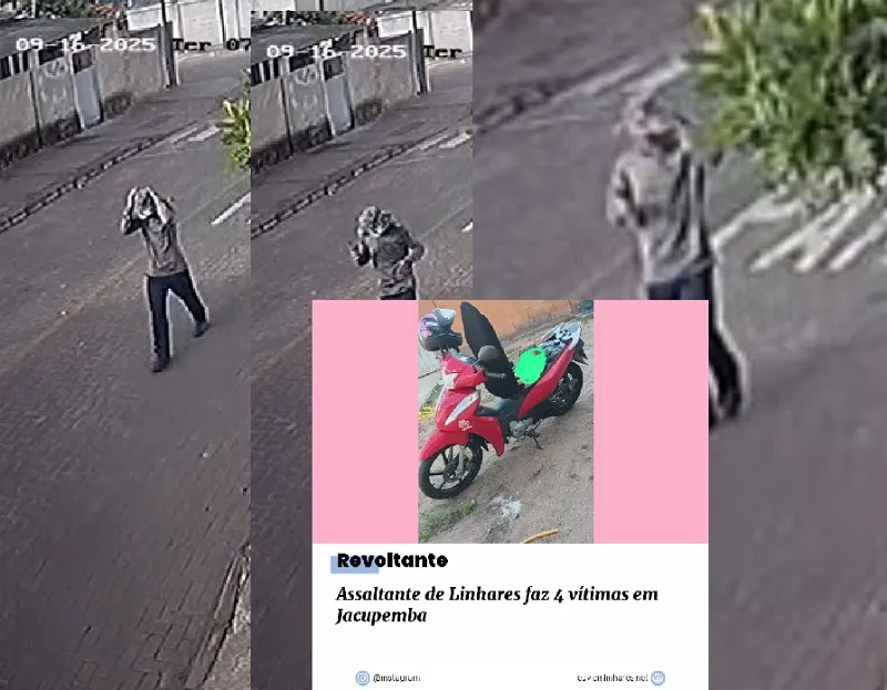 Recebemos imagens do assaltante que agiu em Aracruz e fugiu para Linhares