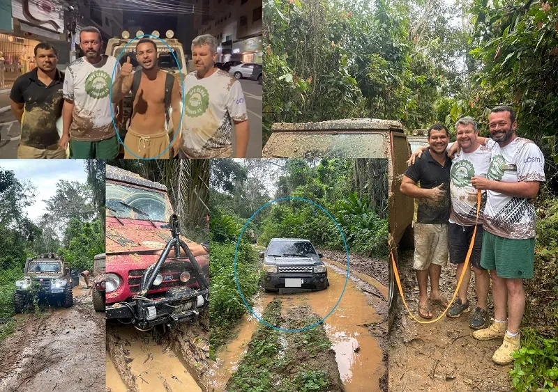 Beira Rio: carro atolado, motorista desesperado e jipeiros de Linhares entram em ação
