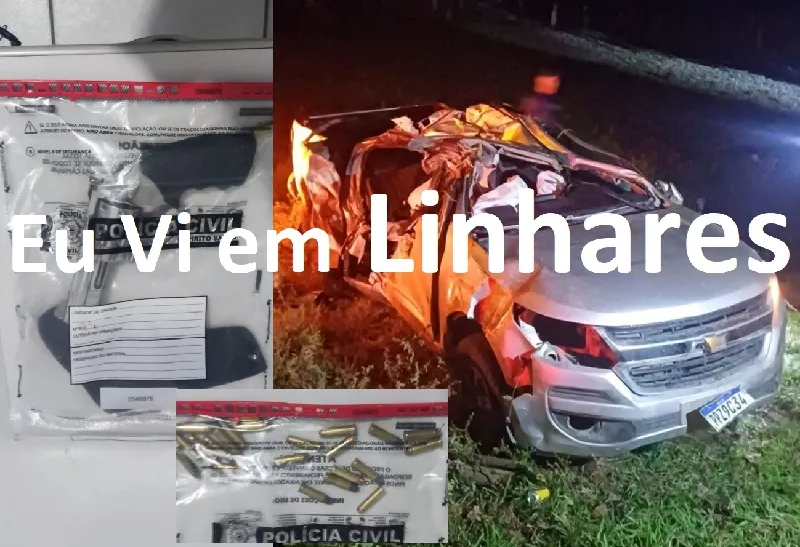 1 morto, 1 ferido, motorista foge e PM apreende arma em cena de acidente em Linhares