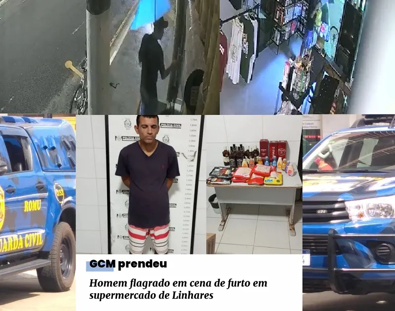 “Pratiquei outros”: Flagrado em cena de furto em supermercado é suspeito de outras ações em Linhares