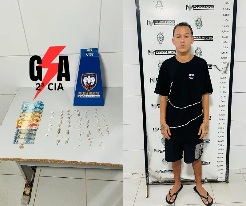 Pó do Aviso: jovem sem sobrenome detido pelo G.A. e cargas de drogas apreendidas