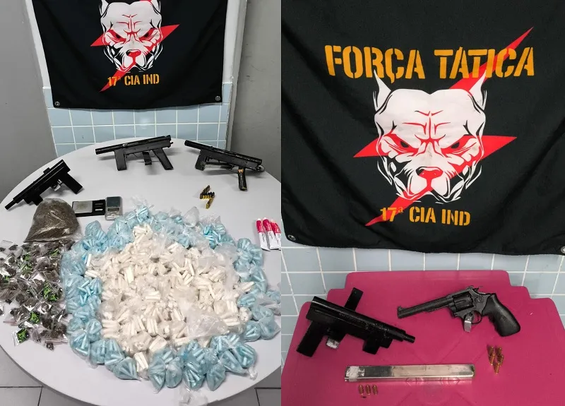 Força Tática apreende 4 submetralhadoras e mais de mil pinos de cocaína em Vila Velha