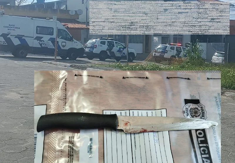 Faca suja de sangue, tiros, PMs em risco e casal ferido em Linhares. Mulher estava refém
