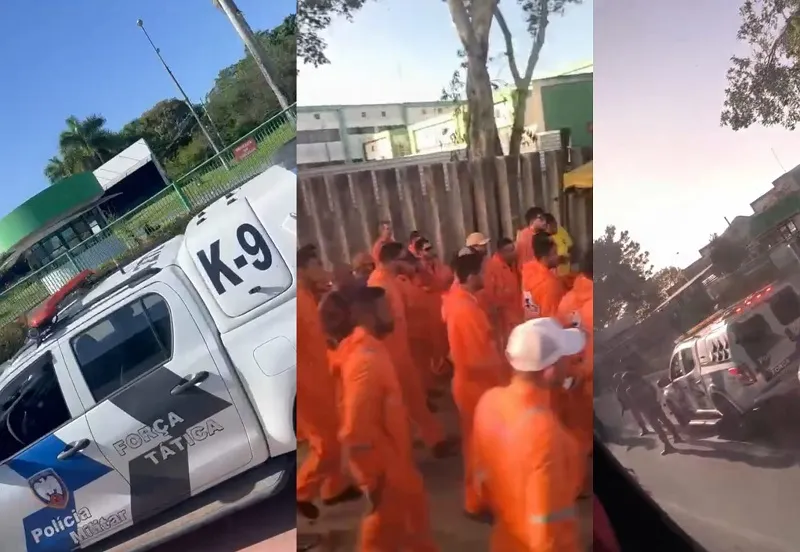Manifesto de trabalhadores em Linhares. Um deles chorou ao falar sobre o movimento