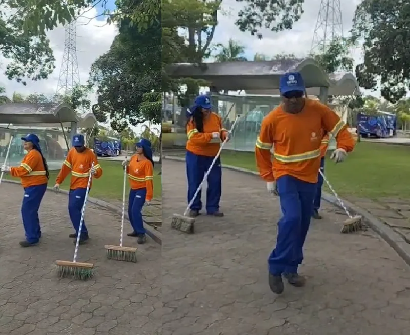 Garis dançarinos levam alegria enquanto limpam a Praça 22 de Agosto em Linhares