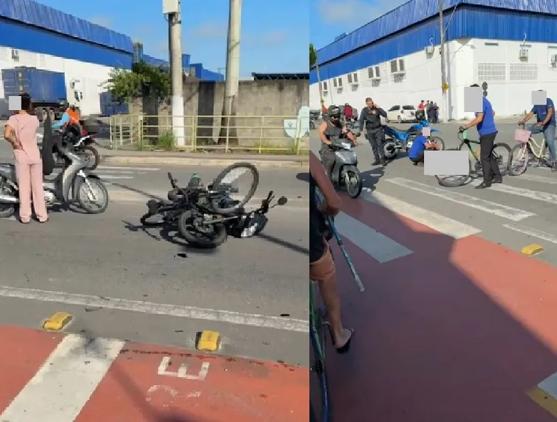 Acidente entre moto e bicicleta em Linhares. “Entrou na frente da moto”