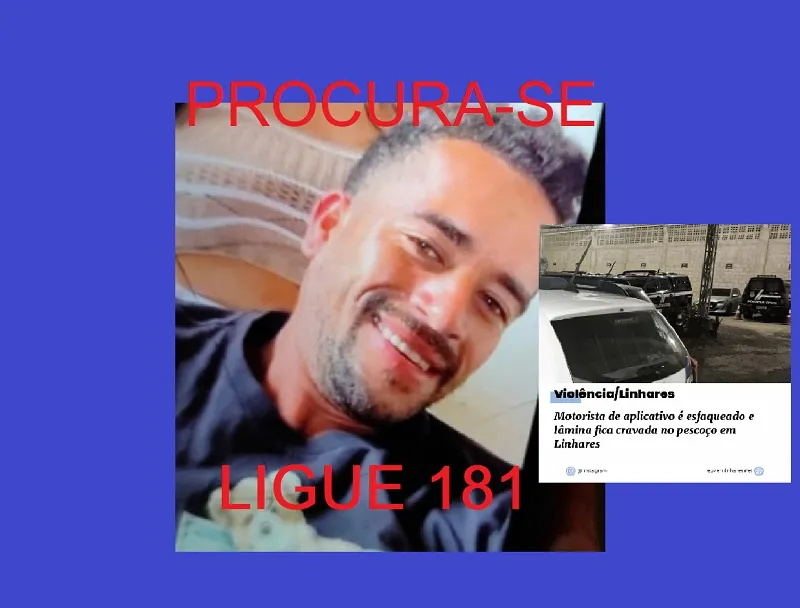 PC procura por suspeito de esfaquear motorista de app em Linhares