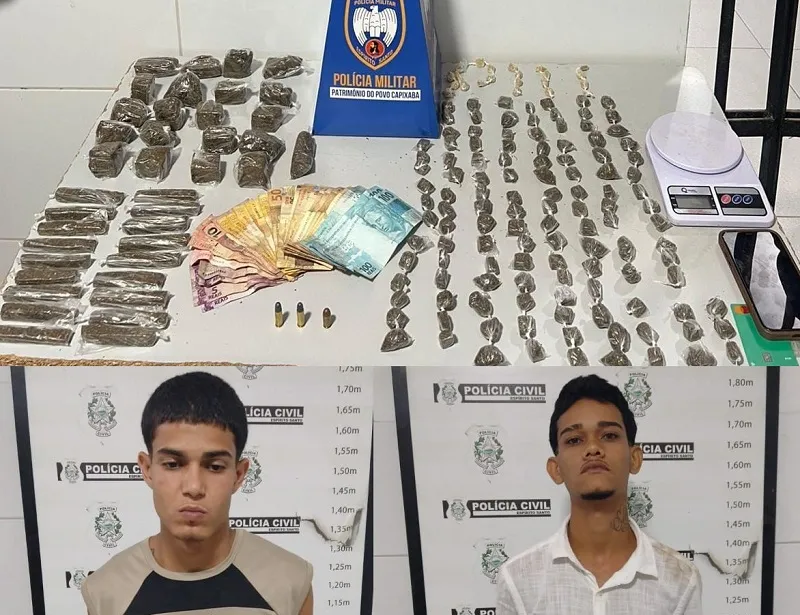 Drogas, dinheiro apreendidos no Aviso, Linhares. Dois detidos pela Força Tática