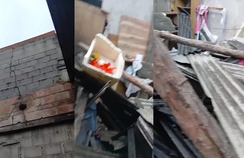 Teto de casa desaba em Linhares. Pai e dois filhos feridos