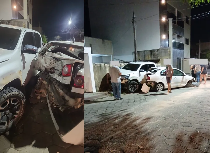 Acidente impressionante em Linhares. Carros praticamente destruídos