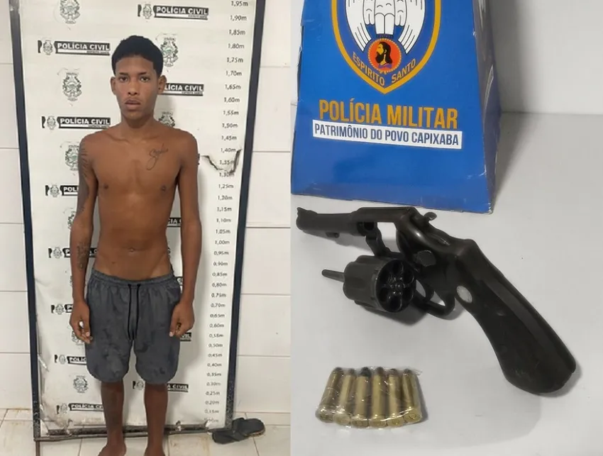 GA apreende arma de fogo em Linhares. Suspeito tinha mandado em aberto