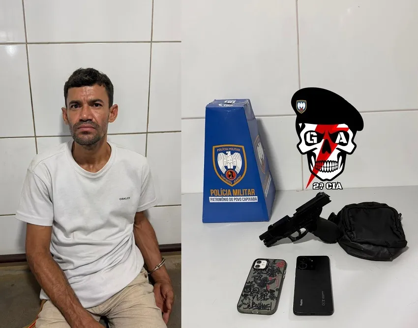 Roubo elucidado, celular recuperado, e suspeito levado para a delegacia de Linhares