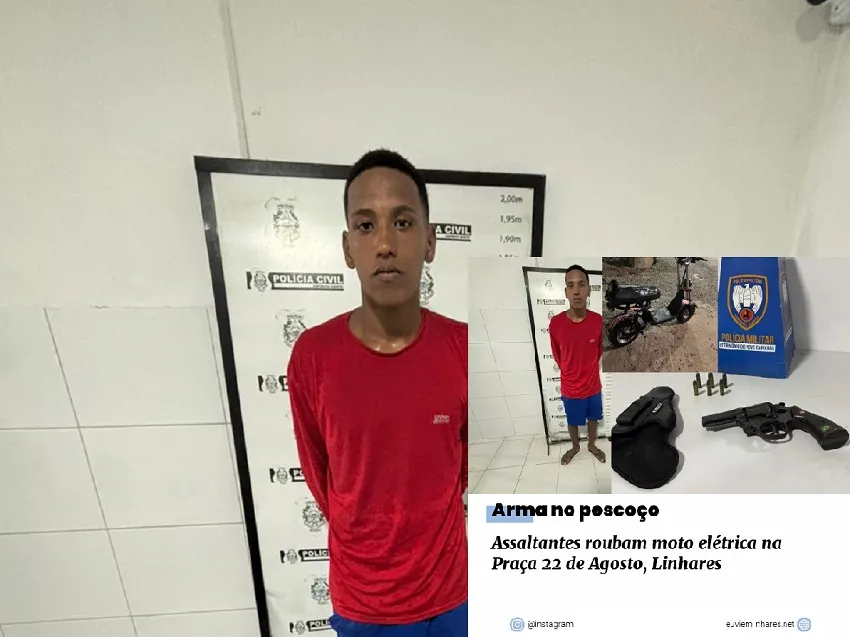 Preso após roubo em Linhares já tinha passagens. Duas pelo mesmo motivo
