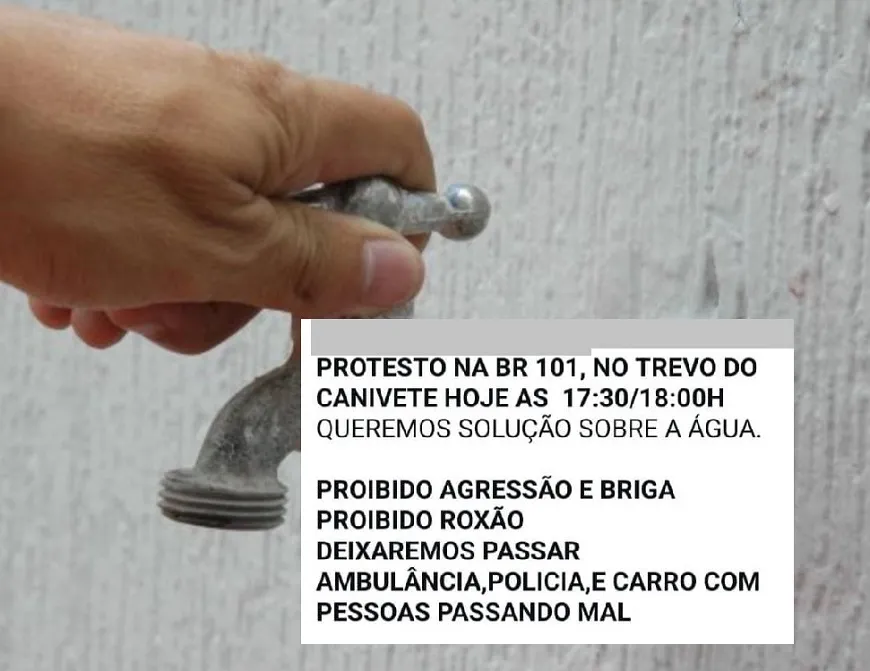 (Falta) Água: Moradores marcam protesto em Linhares