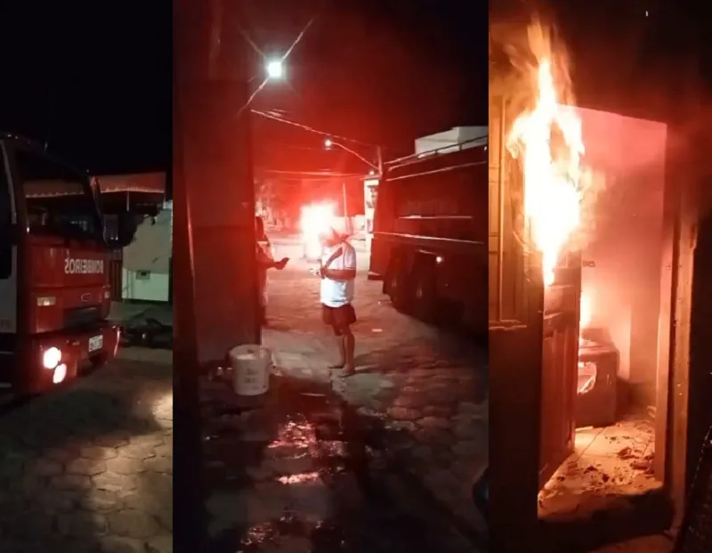 Casa pega fogo no Aviso, Linhares. Tem vítima grave