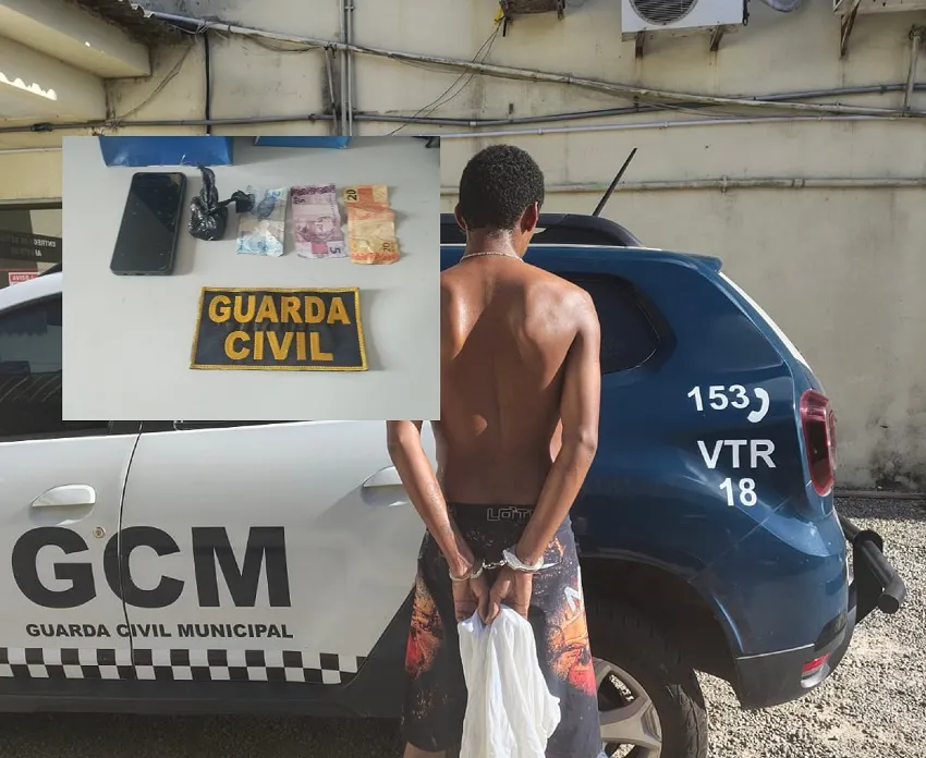 Homem é detido pela GCM no Centro de Linhares após comprar droga no Aviso