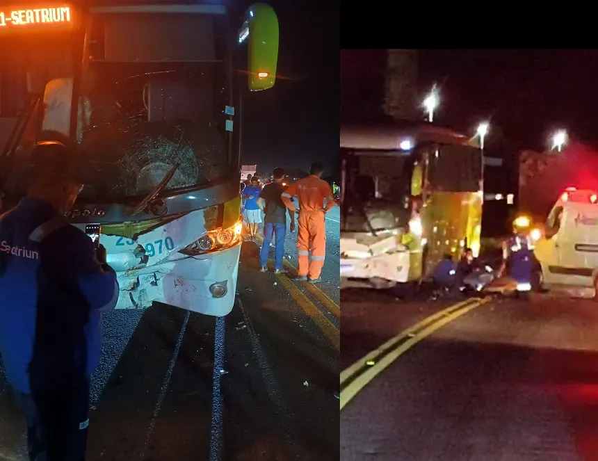 Acidente fatal em Linhares. Ônibus e moto colidiram na BR-101
