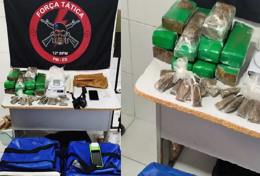 Muita droga apreendida em dois bairros de Linhares. Força Tática fechou o cerco contra o tráfico