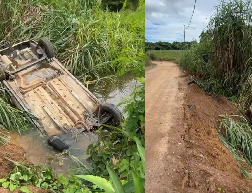 Dupla rouba carro, sofre acidente, sai ilesa e rouba moto no Farias, Linhares