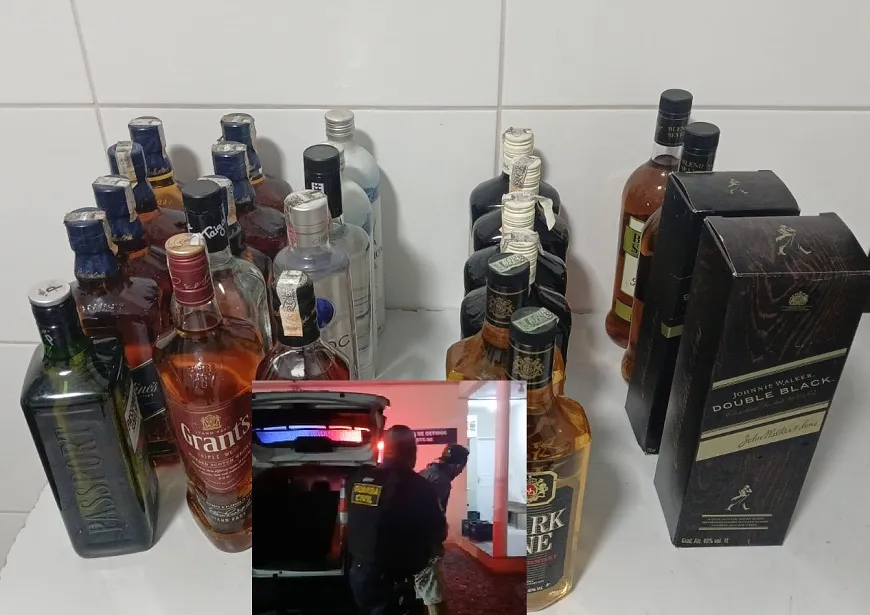 Flagrado dentro de supermercado é detido pela GCM de Linhares. Whisky e Vodka apreendidos