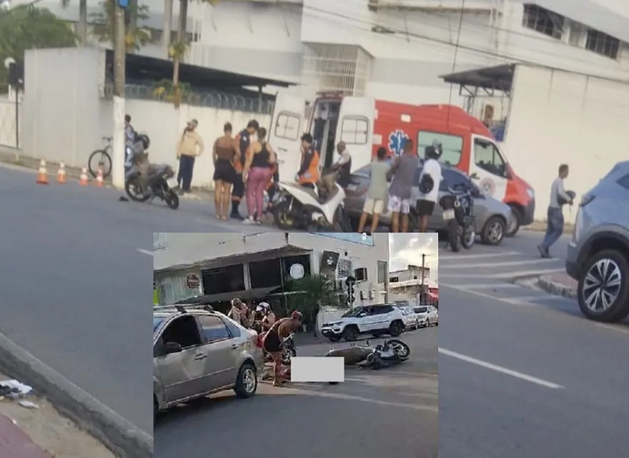 Acidente entre moto e carro, com vítima, em Linhares