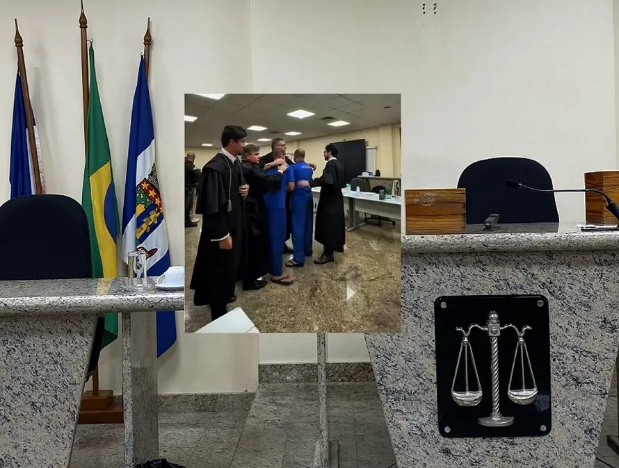 Réus e defesa se emocionam em cena de absolvição no Fórum de Linhares