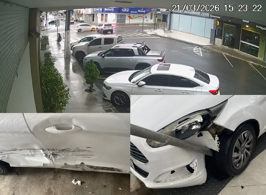 Acidente no Centro de Linhares: Leitor ficou no prejuízo e procura condutor que causou a batida
