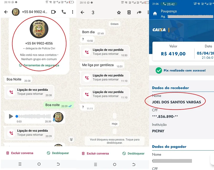 Golpe do Pix em Linhares: Criminoso disse que era policial civil