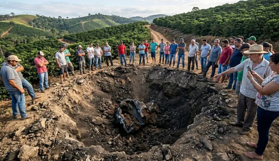 Cratera em meio ao cafezal intriga nas redes. “Onde foi isso?”